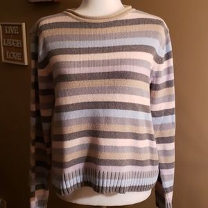 Liz Claiborne Striped Sweater - Blue, Pink, Gray, Cream